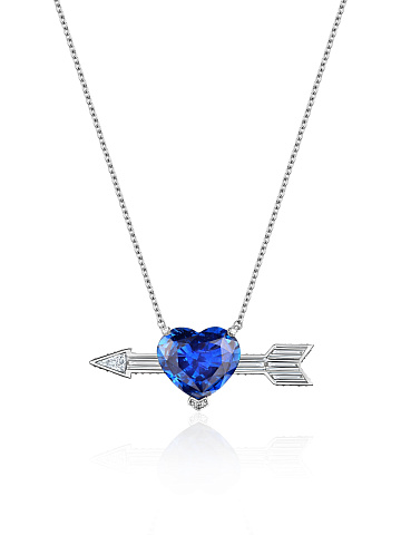 Колье из белого золота с сапфиром Royal Blue в огранке «сердце», 1