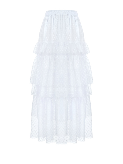 Белая кружевная юбка-миди, 1