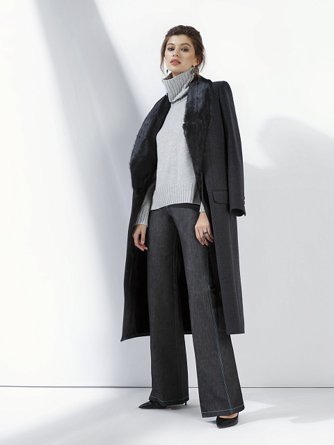 Серый кашемировый свитер с воротом, 3