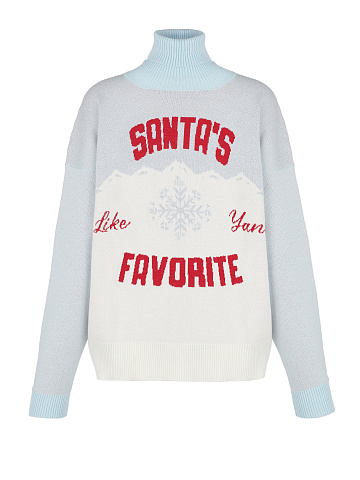 Бело-голубой унисекс свитер Santa's Favorite, 1
