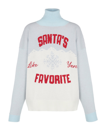 Бело-голубой унисекс свитер Santa's Favorite, 2