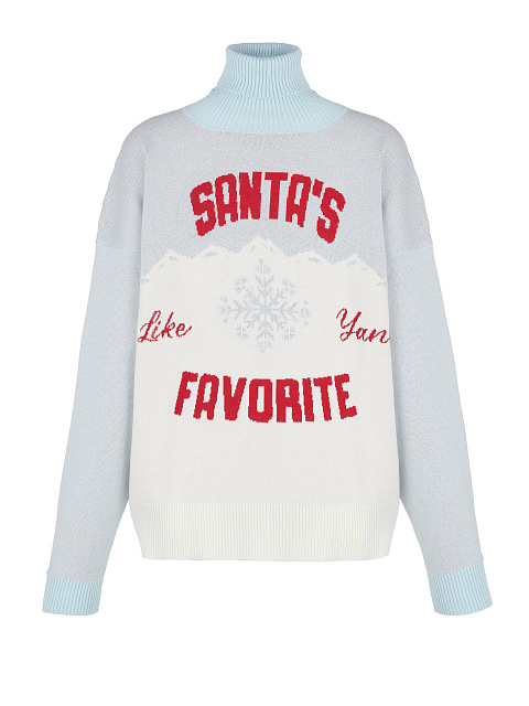 Бело-голубой унисекс свитер Santa's Favorite, 1