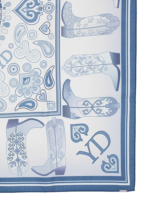 Синий шелковый платок с принтом в стиле вестерн, 3 Синий шелковый платок с принтом в стиле вестерн, 3