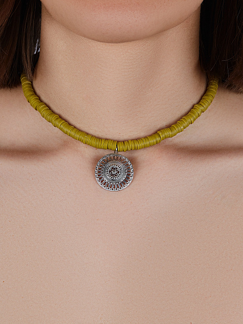 Колье с кулоном из серебра и каучука, 2