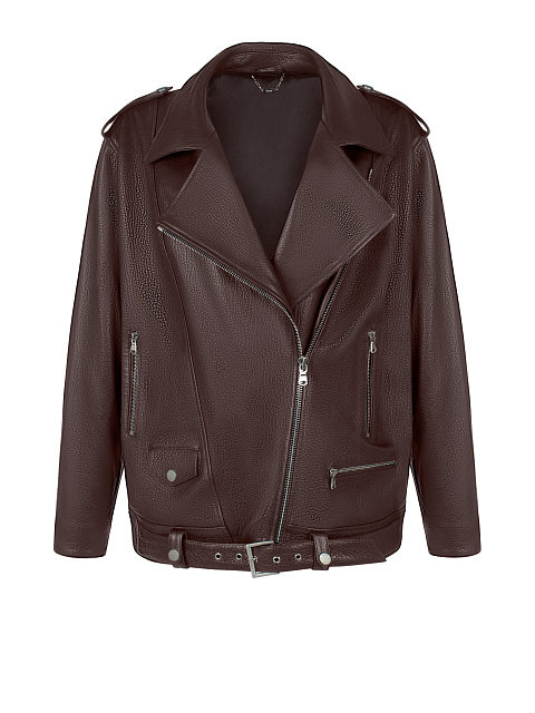 Темно-коричневая косуха из кожи, 1