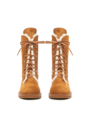 Коричневые замшевые ботинки с овчиной, 2