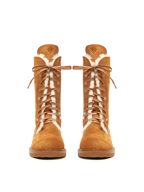 Коричневые замшевые ботинки с овчиной, 2