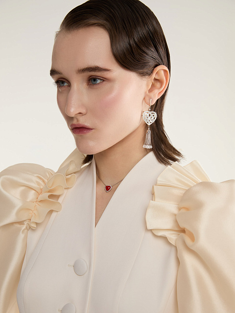 Серьги-кисти из белого золота с перламутром, 2 Серьги-кисти из белого золота с перламутром, 2