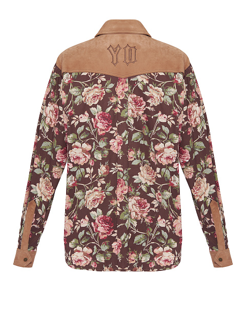 Коричневая рубашка с флористическим принтом, 2