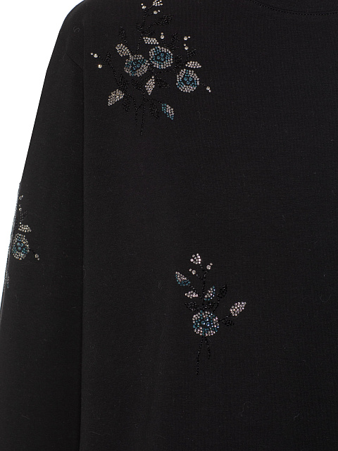 Черный хлопковый лонгслив со стразами, 3