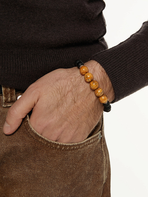 Браслет из розового золота с бусинами из яшмы и оникса, 2 Браслет из розового золота с бусинами из яшмы и оникса, 2