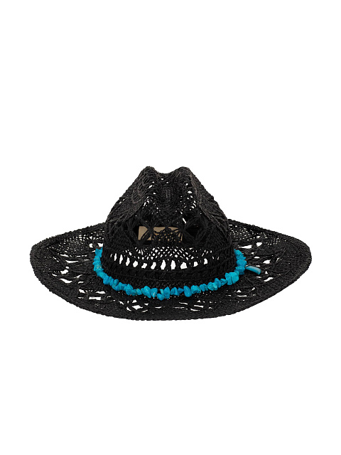 Черная соломенная шляпа с бирюзой, 2