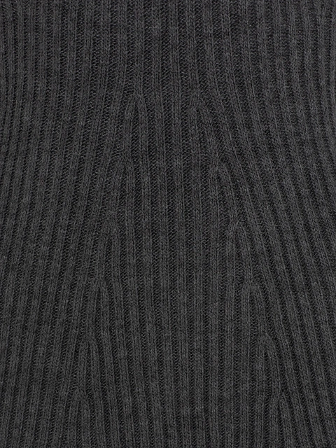 Серое вязаное платье-миди с круглым вырезом, 3