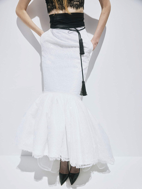 Белая юбка-макси из тафты, 4 Белая юбка-макси из тафты, 4