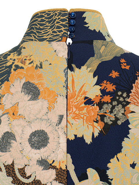 Темно-синее платье-миди с цветочным принтом, 8