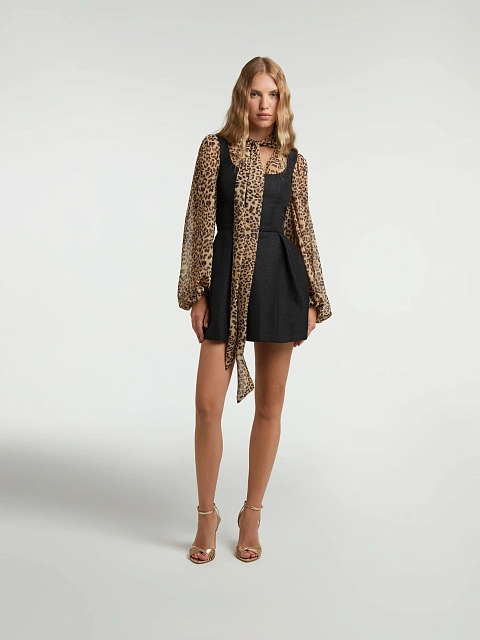 Черное платье-мини с кружевным подъюбником, 8