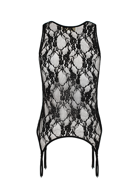 Черная майка из кружева с фигурным низом, 2