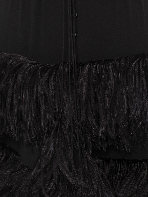Черное платье-макси из шифона с перьями, 5 Черное платье-макси из шифона с перьями, 5