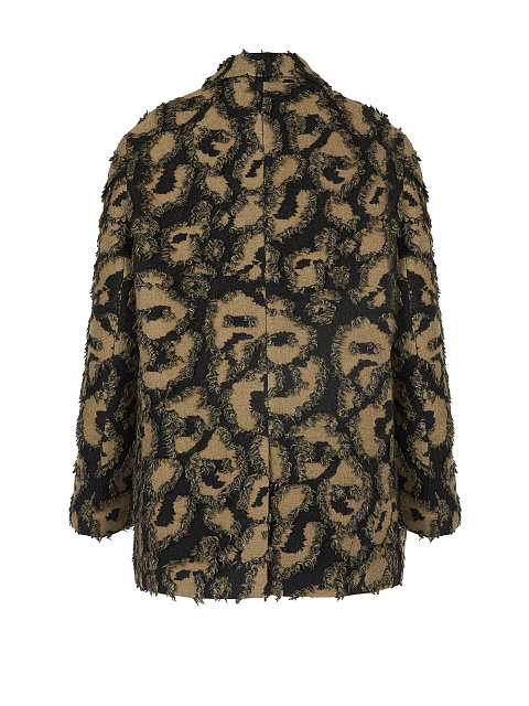 Бежевый однобортный жакет из шерсти с принтом, 3