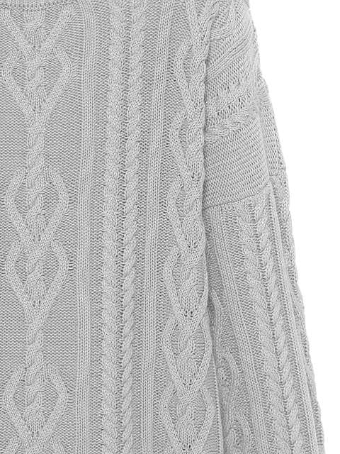 Светло-серый унисекс хлопковый свитер с косами, 3