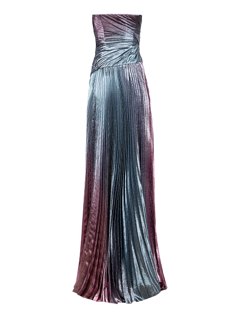 Розово-голубое платье-макси с плиссировкой, 2