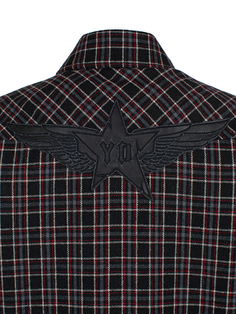 Черная куртка в клетку с подкладом из овчины, 4