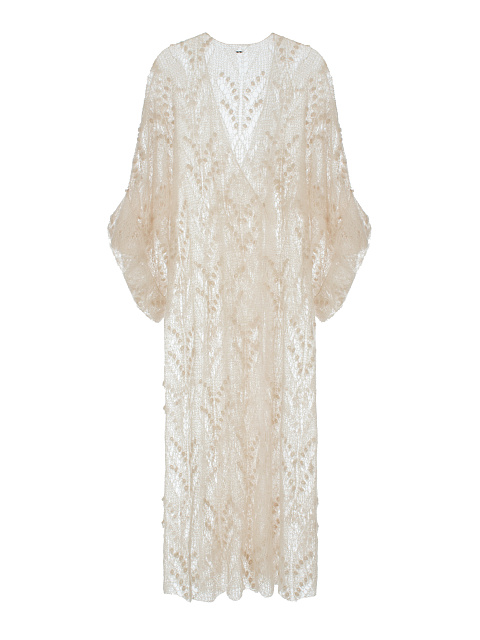 Бежевый вязаный кардиган из мохера и шелка, 2 Бежевый вязаный кардиган из мохера и шелка, 2