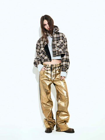 Прямые джинсы с золотым напылением, 2