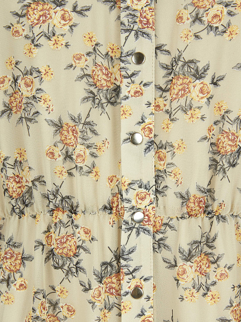 Бежевое шифоновое платье-мини с цветочным принтом, 4 Бежевое шифоновое платье-мини с цветочным принтом, 4