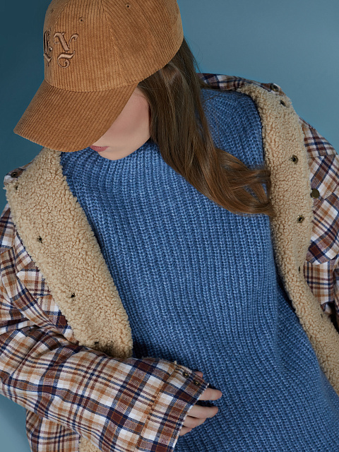 Синий шерстяной свитер в рубчик, 4 Синий шерстяной свитер в рубчик, 4