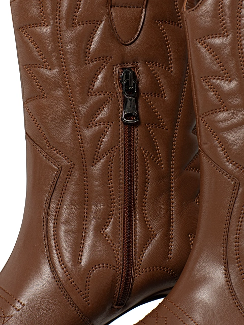 Коричневые кожаные казаки на каблуке, 5