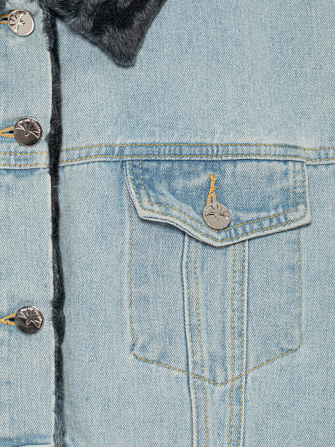 Голубая джинсовая куртка с подкладом из каракуля, 3 Голубая джинсовая куртка с подкладом из каракуля, 3