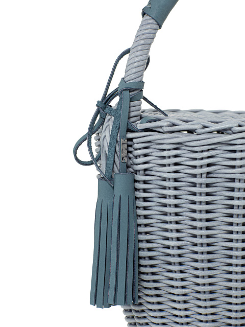 Серая сумка-корзина с декором из кожи, 5