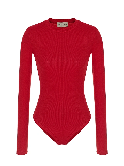 Красное боди из хлопка с длинным рукавом, 1 Красное боди из хлопка с длинным рукавом, 1