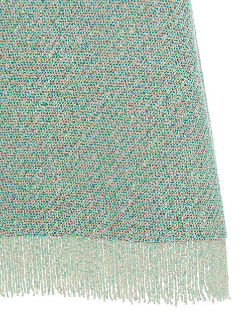 Зеленый костюм из жакета и юбки-миди с бахромой из бисера, 5