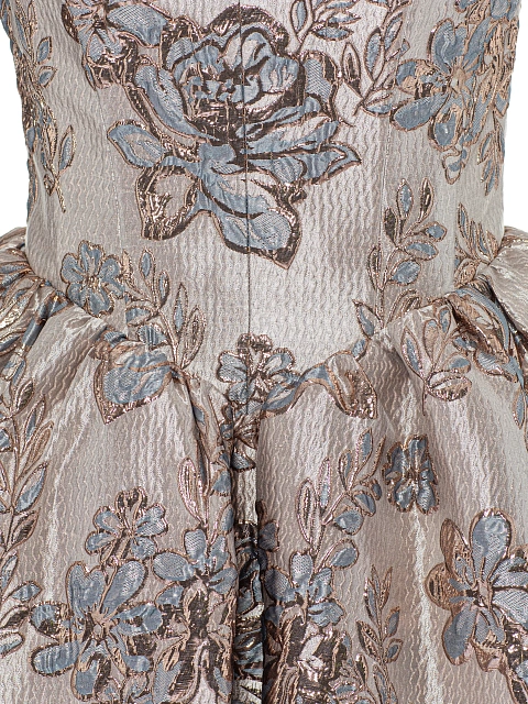 Пудровое платье-миди из парчи с цветочным узором, 4