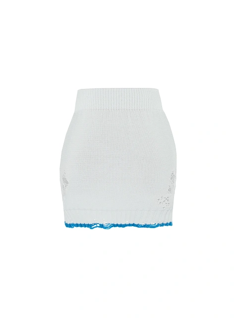 Белый вязаный комплект из свитера и юбки-мини, 3 Белый вязаный комплект из свитера и юбки-мини, 3