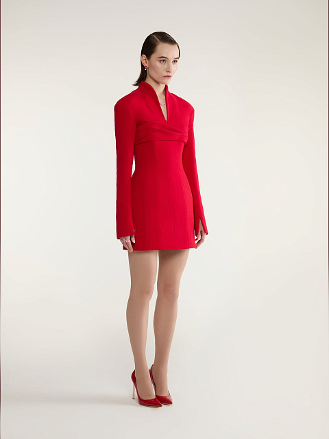 Красное твидовое платье-мини, 4