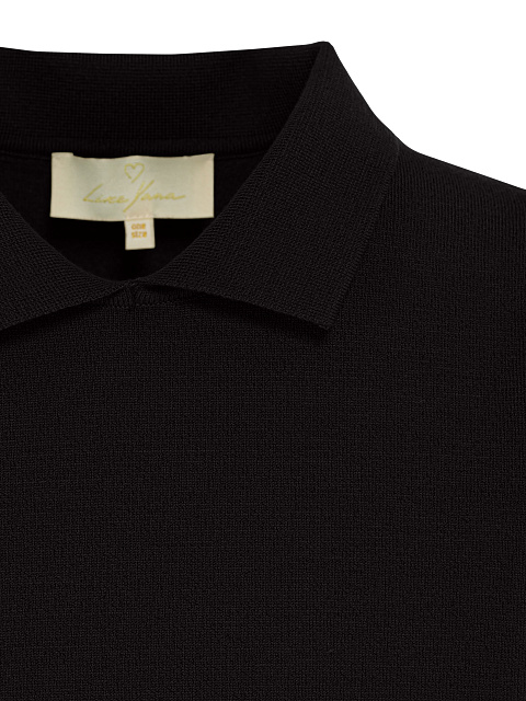 Черный джемпер с короткими рукавами и воротником, 3