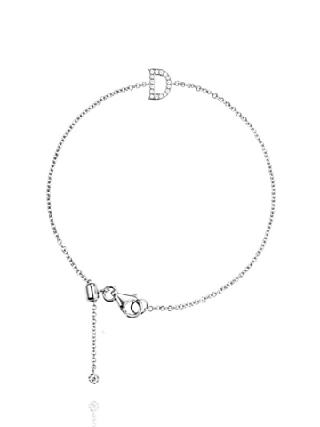 Браслет из белого золота и бриллиантов с буквой D, 1