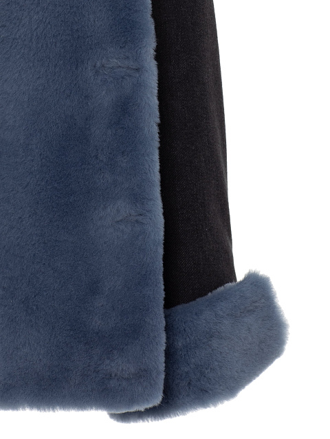 Черная джинсовая куртка на овчине синего цвета, 4