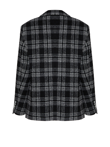 Черный объемный жакет в белую клетку, 2