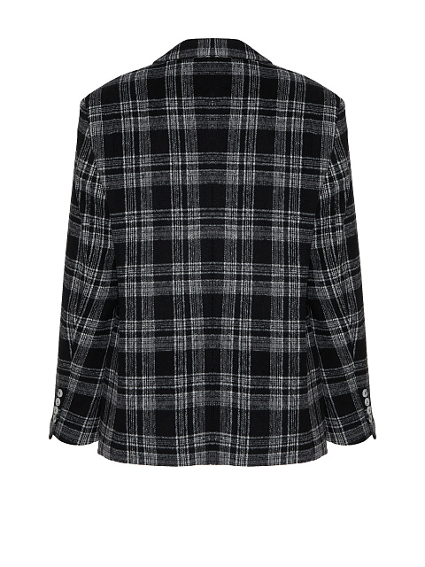 Черный объемный жакет в белую клетку, 2