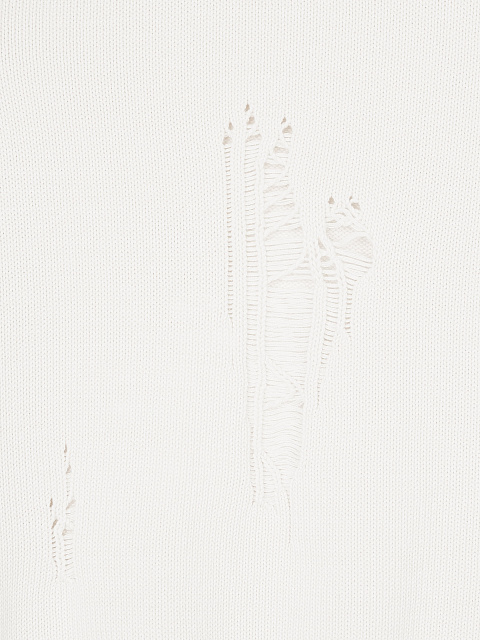 Белый хлопковый свитер с дырками, 3