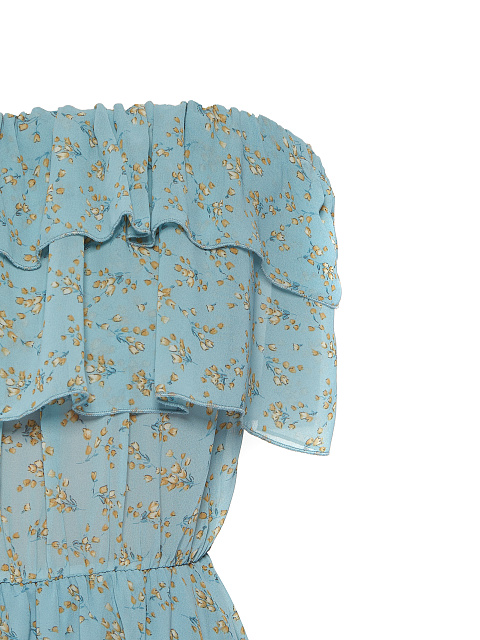 Голубое шифоновое платье-мини с открытыми плечами, 3 Голубое шифоновое платье-мини с открытыми плечами, 3