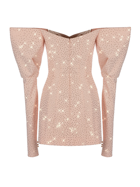 Розовое платье-мини из шерсти со стразами, 2 Розовое платье-мини из шерсти со стразами, 2