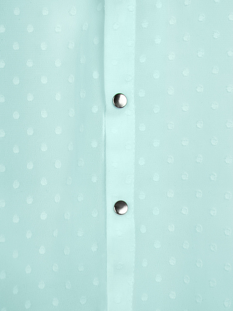 Бирюзовая блузка из шелкового шифона в горошек, 3