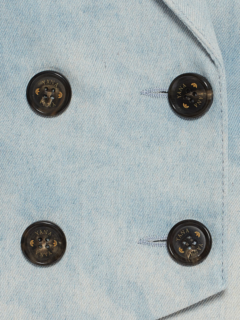 Укороченный двубортный жакет из вареного денима, 3