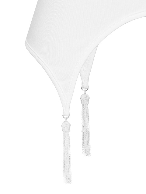 Белая майка из хлопка с кисточками из бисера, 3 Белая майка из хлопка с кисточками из бисера, 3