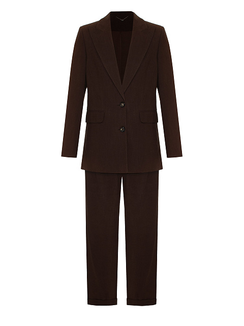 Коричневый хлопковый костюм с вышивкой на спине, 1